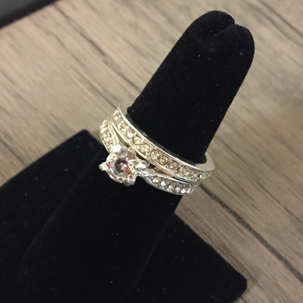 Cubic Zirconia Wedding Band Engagement Ring